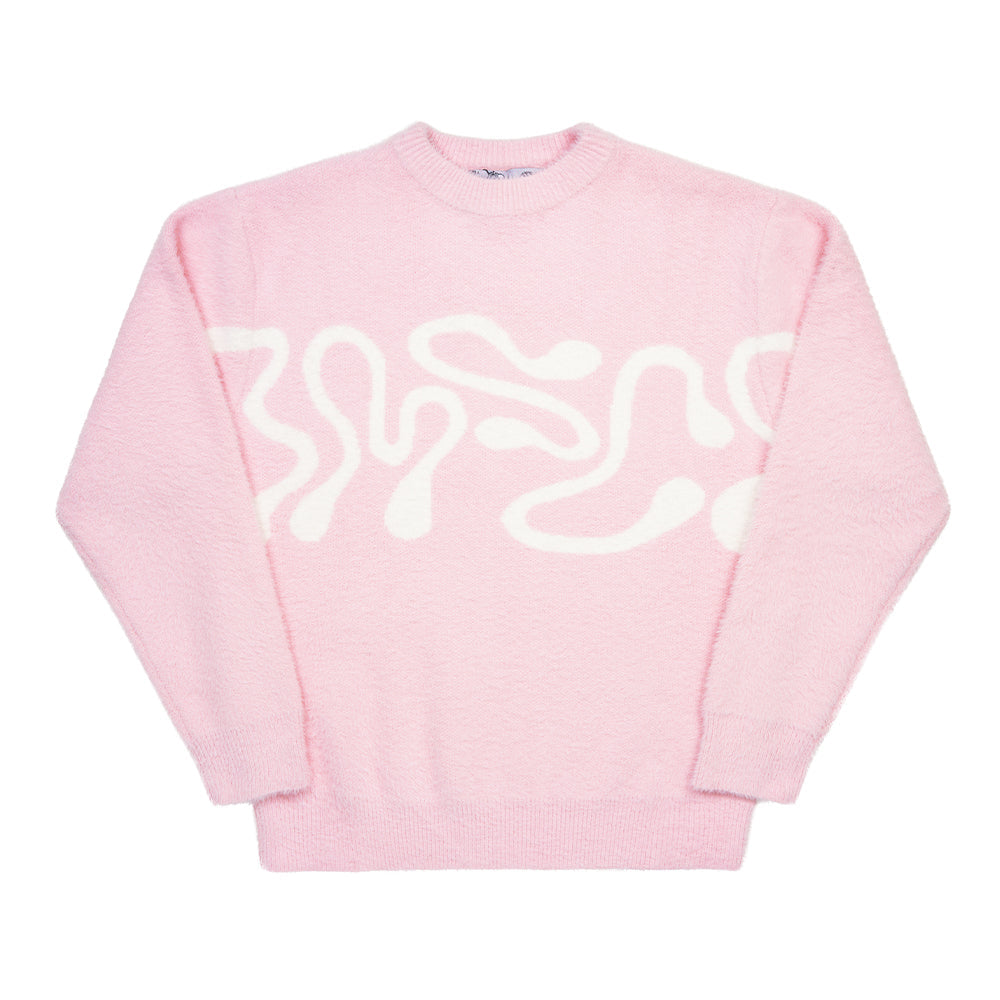 EUREKA FLUFF KNIT – running – img1 – fluff-knit-preorder-pink-drop